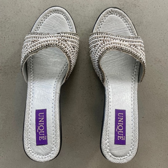 Sparkly Silver Slides, Size 7 - Picture 2 of 4